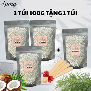[Tặng 100g] 3 túi 100g sáp wax lông tại nhà an toàn lành tính, sáp dẻo thơm dừa dịu nhẹ