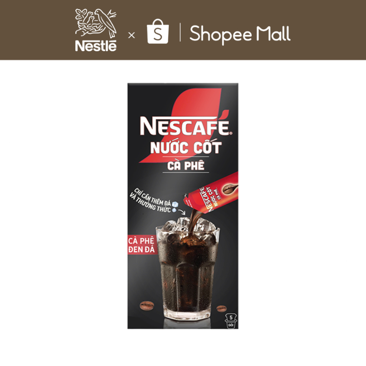 Nước cốt cà phê NESCAFÉ - CÀ PHÊ ĐEN ĐÁ (Hộp 5 gói x 75ml)