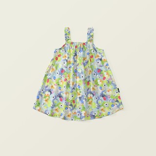 Váy 2 Dây Bé Gái, Váy 2 Dây Thiết Kế Dáng Suông Họa Tiết Hoa Tươi Mát Chất Liệu Cotton Mềm Mại