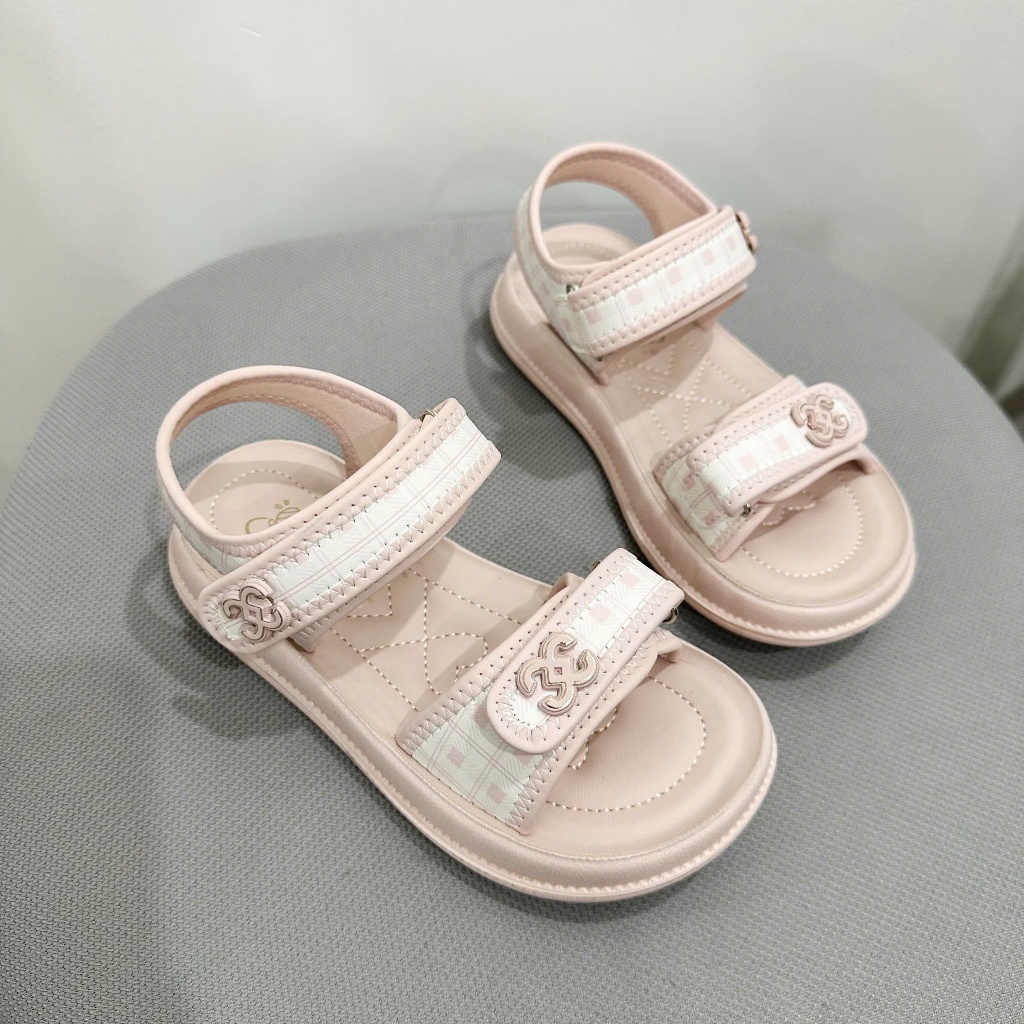 [M196] Sandal Bé Gái 2 Quai Ngang Kẻ - Dép Quai Hậu Trẻ Em Đế Mềm Êm Chân, Quai Dán Tiện Lợi Mẫu Mới 2026 TH Kids