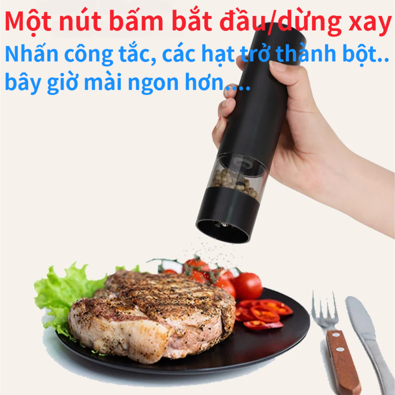 Máy Xay Tiêu Tự Động Một Nút | Ngăn Trong Suốt Dung Lượng Lớn | Dễ Vệ Sinh |Dùng Cho Nhà Bếp & Nướng BBQ