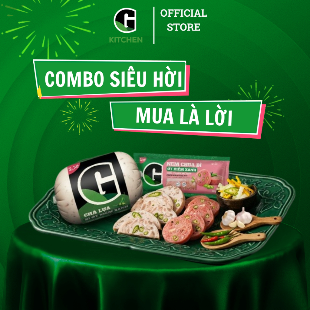 [Combo siêu hời] 1 Chả lụa bì ớt xiêm xanh 500g + 1 Nem chua bì ớt xiêm xanh 180g