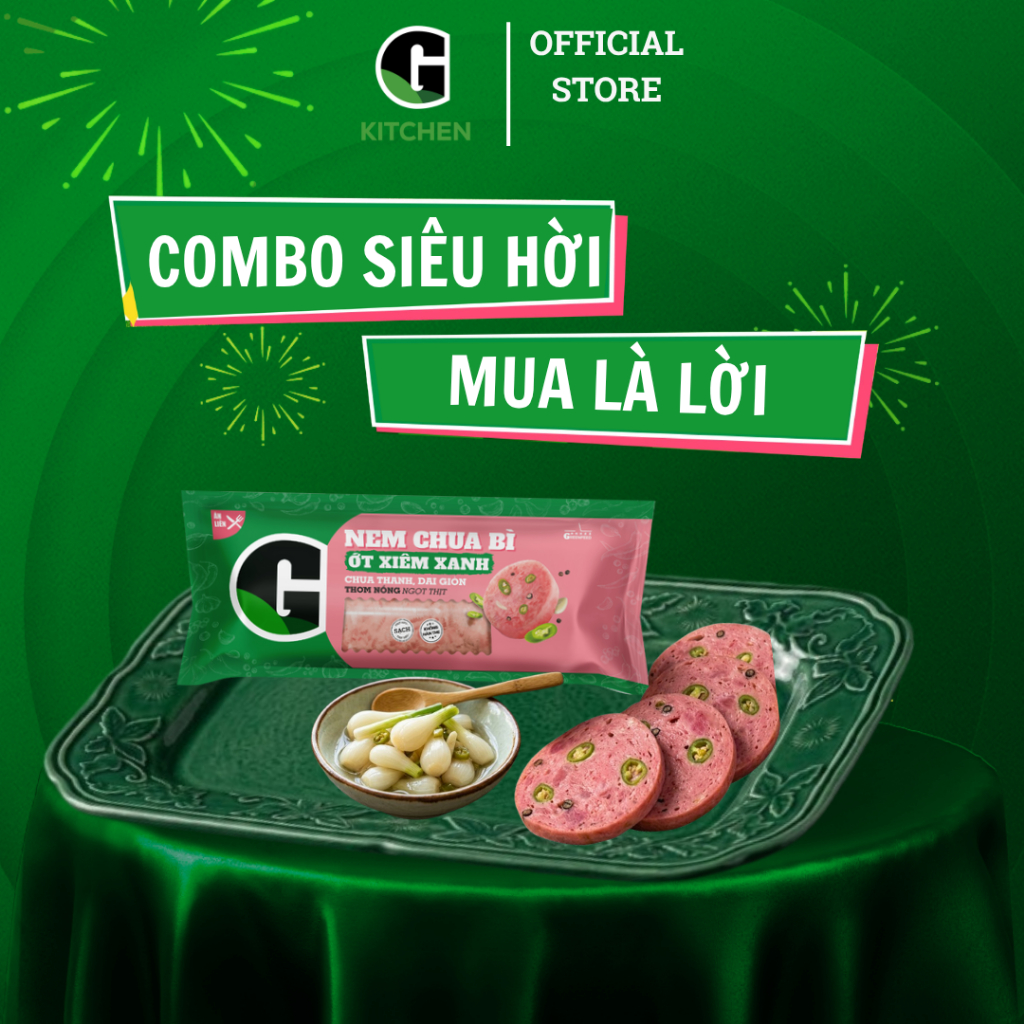[Combo siêu hời] 1 Chả lụa bì ớt xiêm xanh 500g + 1 Nem chua bì ớt xiêm xanh 180g