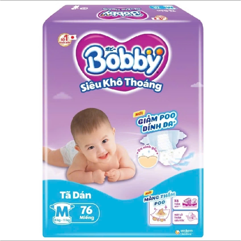Tã dán Bobby Super Jumbo S80/M76/L68/XL62