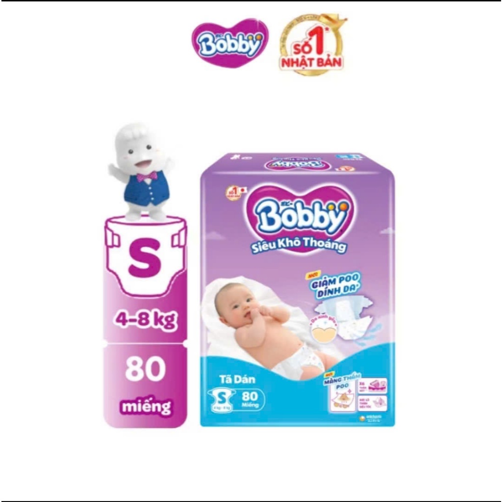 Tã dán Bobby Super Jumbo S80/M76/L68/XL62