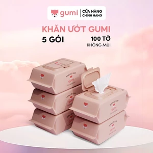 Thùng 5 gói khăn ướt Gumi không cồn không parabens cao cấp dành cho em bé