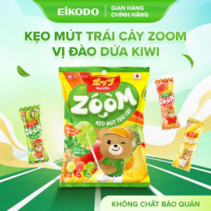 Kẹo Mút Trái Cây Zoom 72g Vị Đào Dứa Kiwi Que giấy y tế Nhật Bản EIKODO SINCE 1877