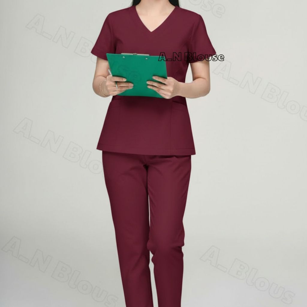 Bộ Scrubs Cotton Hàn - ĐỎ - đồng phục kỹ thuật viên cho nam nữ phục vụ bệnh viện, phòng khám, spa, thẩm mỹ viện
