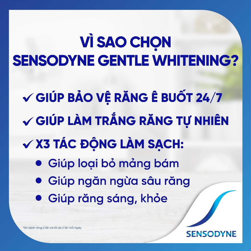 Kem đánh răng SENSODYNE Gentle Whitening 100g giúp giảm ê buốt hiệu quả và làm trắng răng tự nhiên