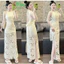 DX_Đầm váy dài, đầm thiết kế đi biển Ren cổ yếm thắt nơ xẻ tà khoét hoa hai lớp sang trọng đi tiệc