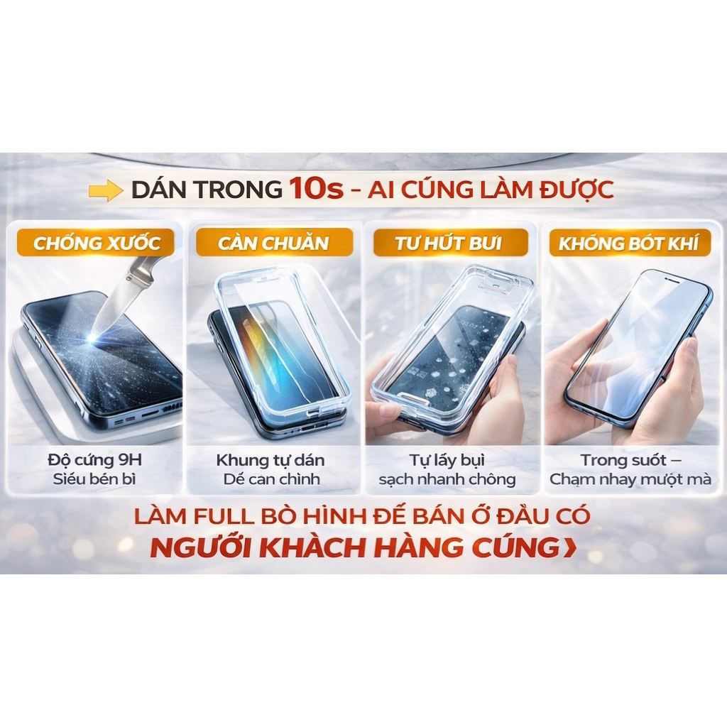 Kính Cường Lực iPhone Trong Suốt Viền Đen Siêu Mỏng 0.8mm Chính Hãng Gor KiNGBON MA-83