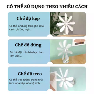 Quạt Kẹp Bàn Mini 8 Cánh Siêu Mát, Gió Mạnh Êm, Công Suất Cao, Dễ Kẹp Bàn, Dùng Mọi Không Gian