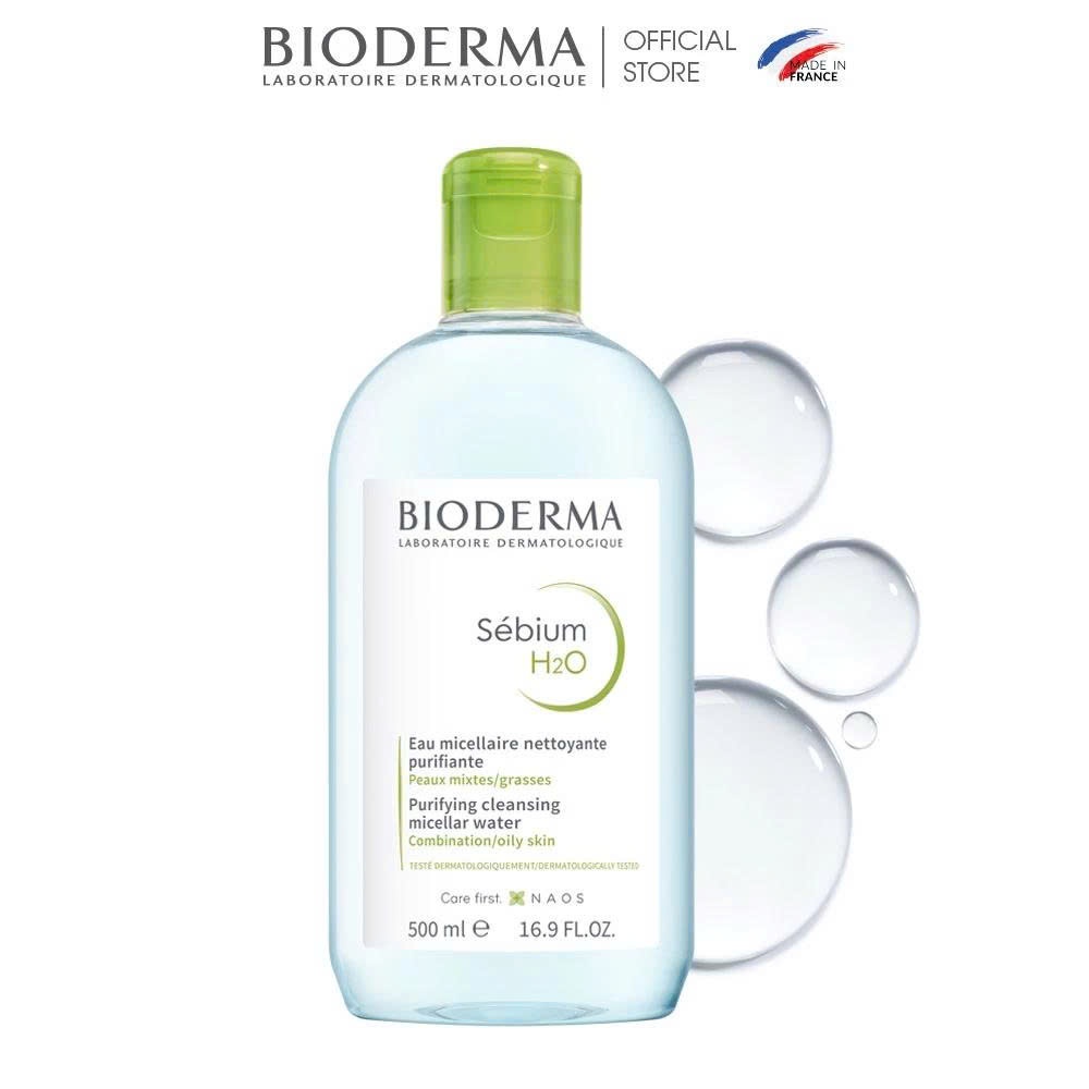 Dung dịch làm sạch và tẩy trang công nghệ Micellar cho da hỗn hợp, da dầu, và da mụn Bioderma Sebium H2O - 500ml