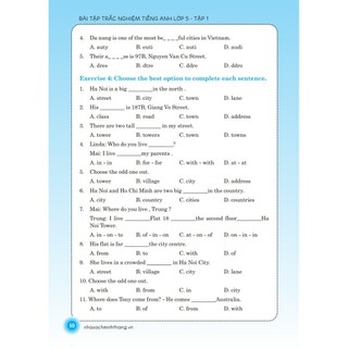 Sách- Bài Tập Trắc Nghiệm Tiếng Anh Lớp 5 Tập 1 ( Có Đáp Án) Bùi Văn Vinh