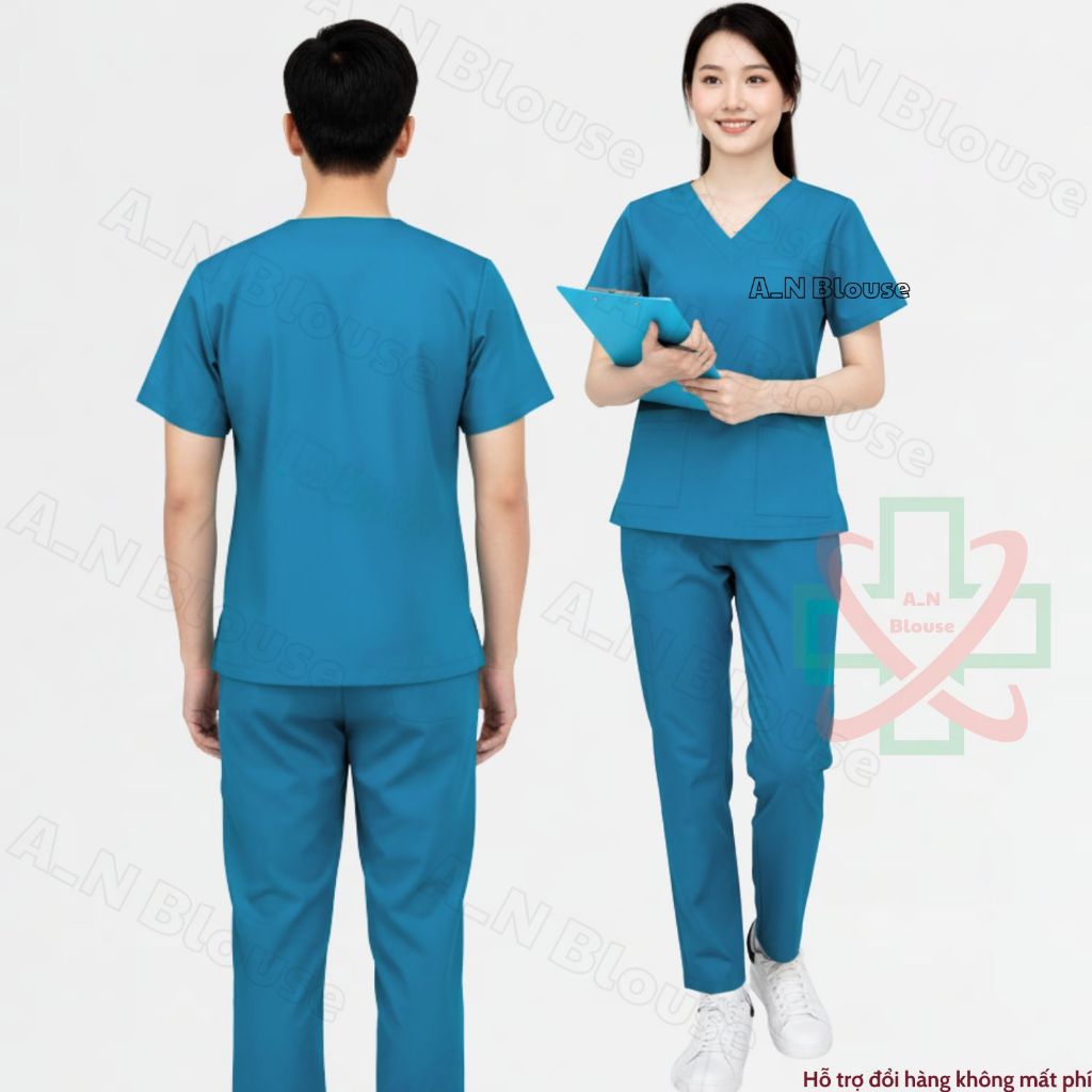 Bộ Cao Cấp Scrubs Cotton đủ màu cho NAM và NỮ- đồng phục kỹ thuật viên phục vụ bệnh viện, phòng khám, spa, thẩm mỹ viện