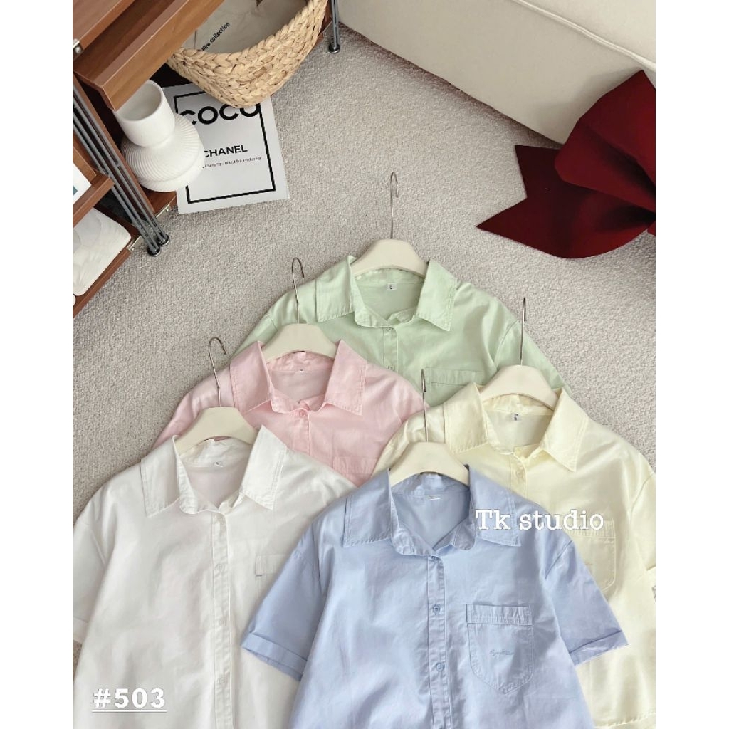[𝑯𝒂 𝑨𝒏𝒉] Áo Sơ Mi Cộc Túi Tang Chữ QCL1