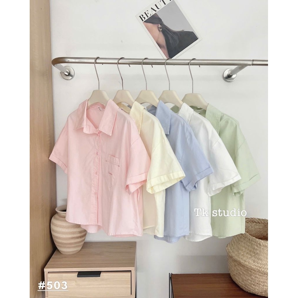 [𝑯𝒂 𝑨𝒏𝒉] Áo Sơ Mi Cộc Túi Tang Chữ QCL1