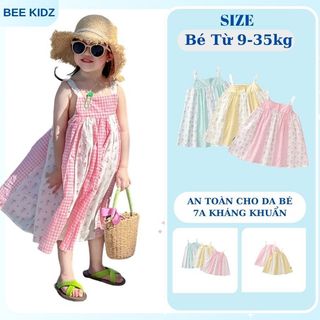 Váy 2 Dây Cho Bé, Váy MAXI Dáng Dài Suông Họa Tiết Hoa Nhí Chất Liệu Cotton Mềm Mại