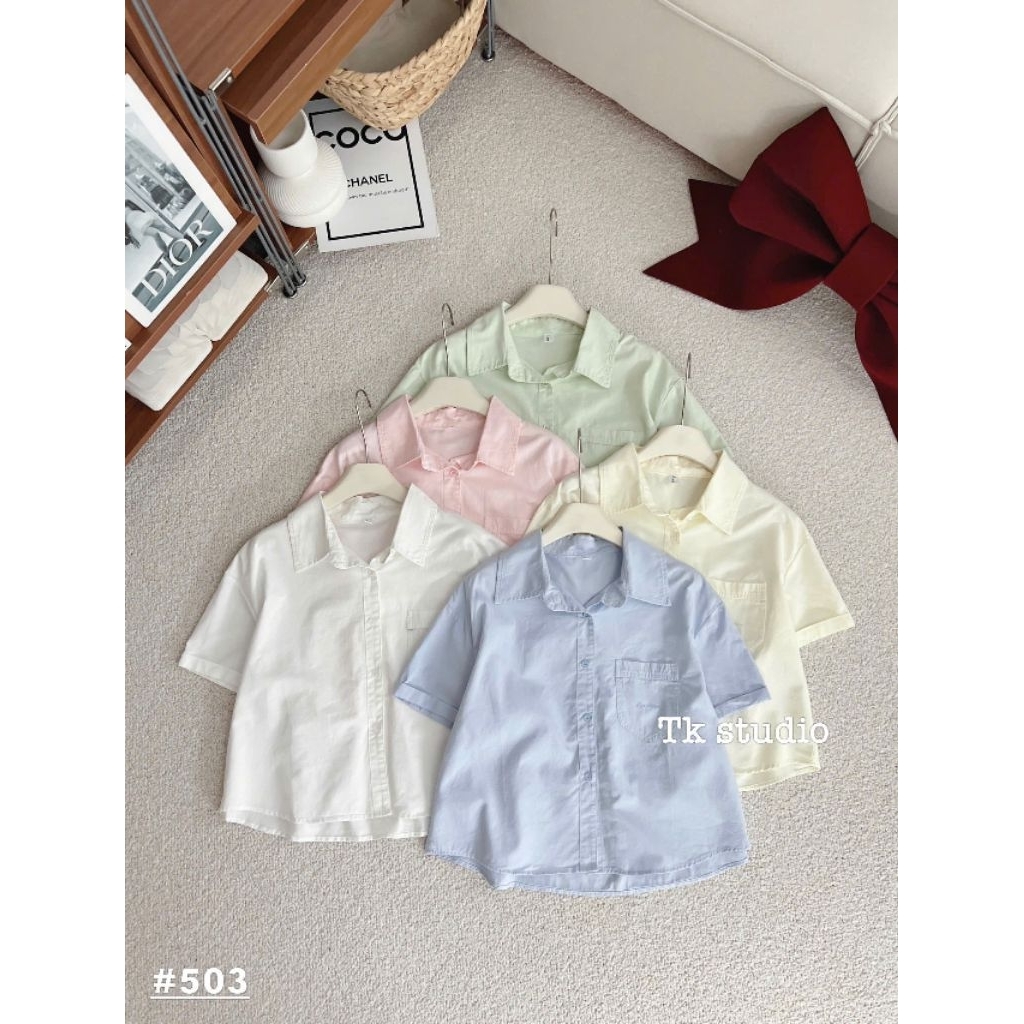 [𝑯𝒂 𝑨𝒏𝒉] Áo Sơ Mi Cộc Túi Tang Chữ QCL1