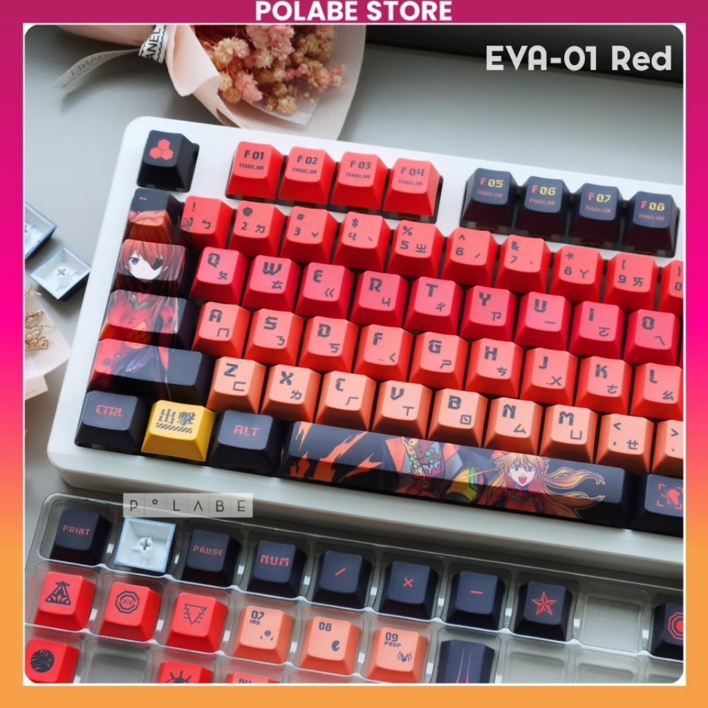 Keycap Evangelion EVA Red Braun Japan Cherry profile Keycap Retro song ...