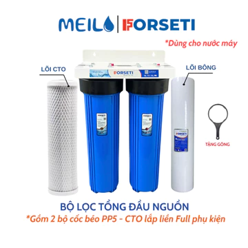 Bộ Lọc Đầu Nguồn 2 Cốc Béo 20inch Lắp Sẵn, Cốc Béo Jumbo Lọc Nước Sinh Hoạt Dùng Cho Nước Máy, Nước Giếng Khoan