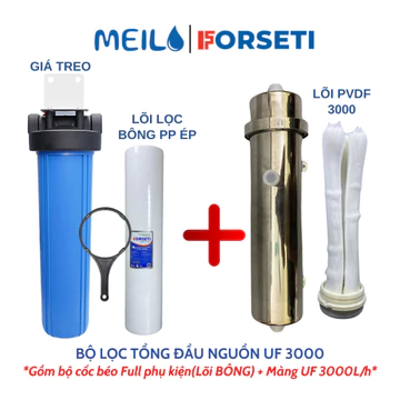 Combo Cốc Béo 20 inch (Jumboo) + Máy Lọc UF Dùng Sợi Lọc PVDF 3000 lít/h , Bộ Lọc Tổng Sinh Hoạt Cốc Béo + UF