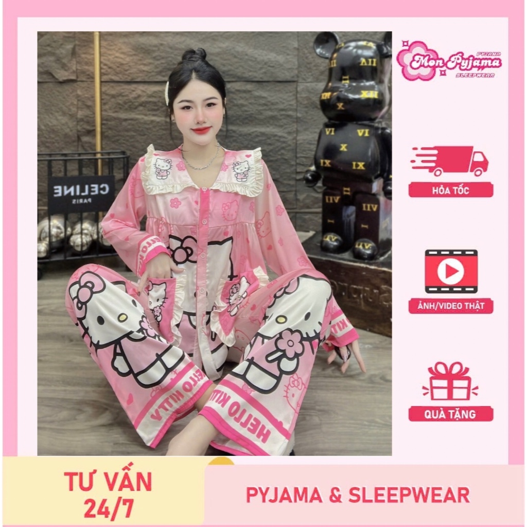 Đồ bộ nữ đồ mặc nhà,đồ ngủ dễ thương,bộ tiểu thư lụa latin mềm mịn mát nhiều họa tiết hot trend [07]