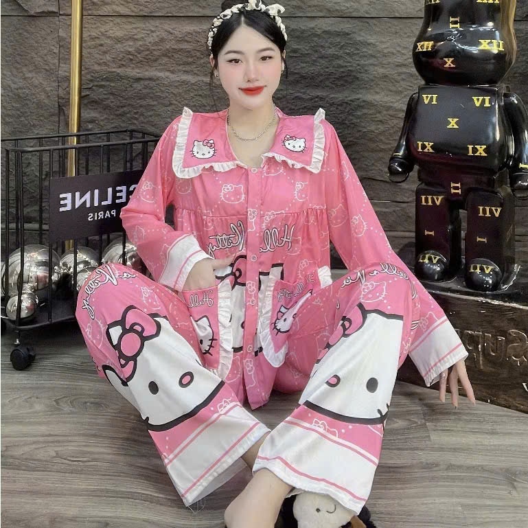 Đồ bộ nữ đồ mặc nhà,đồ ngủ dễ thương,bộ tiểu thư lụa latin mềm mịn mát nhiều họa tiết hot trend [07]