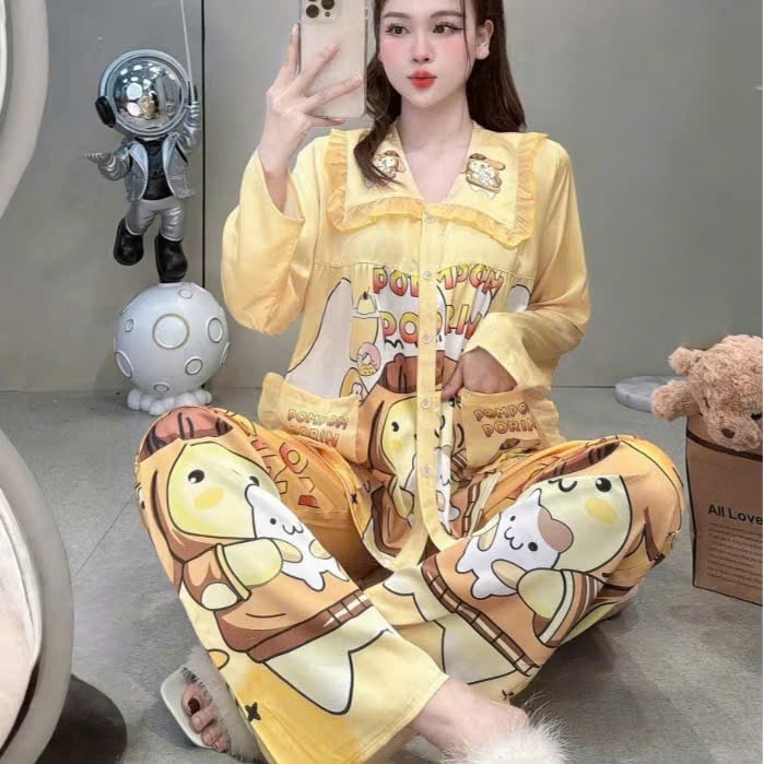 Đồ bộ nữ đồ mặc nhà,đồ ngủ dễ thương,bộ tiểu thư lụa latin mềm mịn mát nhiều họa tiết hot trend [07]