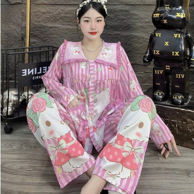 Đồ bộ nữ đồ mặc nhà,đồ ngủ dễ thương,bộ tiểu thư lụa latin mềm mịn mát nhiều họa tiết hot trend [07]