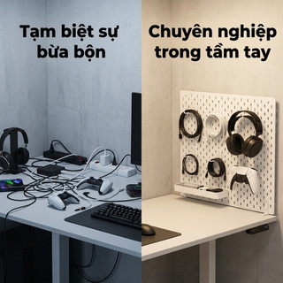 Bảng Lỗ Pegboard treo tường thép cacbon Bao gồm 6 móc 85*30/40cm Có thể kết hợp với giá đỡ lưu trữ