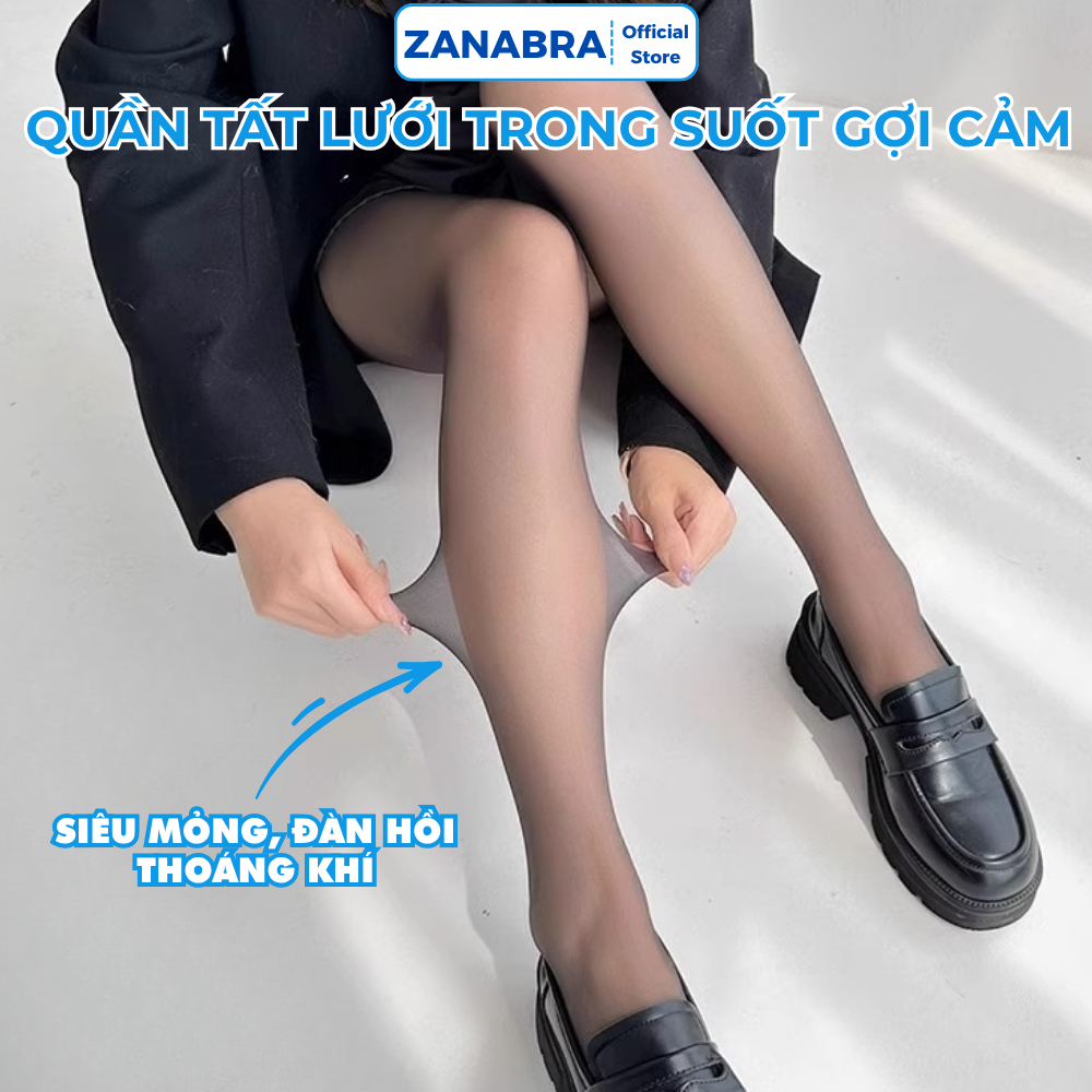 Quần Tất Lưới Siêu Mỏng Lưng Cao Gợi Cảm Cho Nữ Chất Lụa Mềm Mịn Thoáng Khí ZANABRA T893