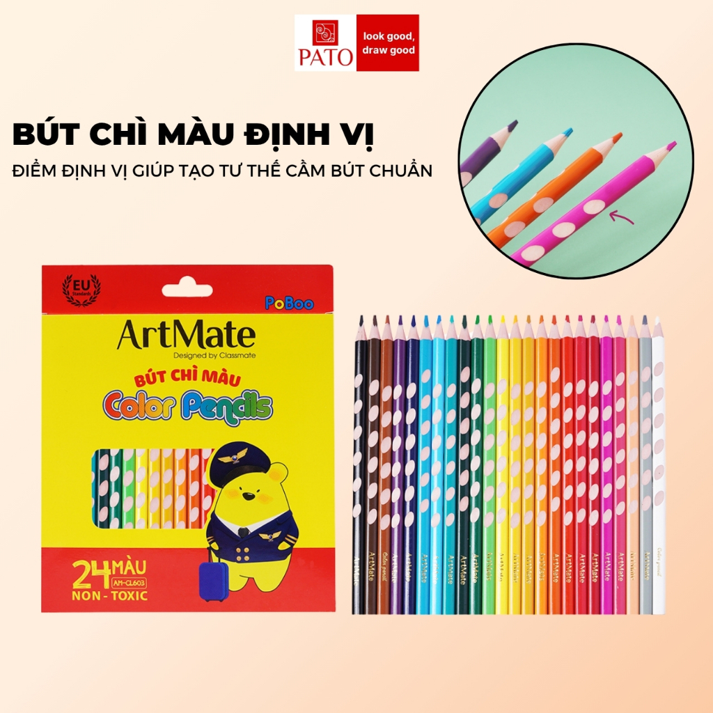 Bút Chì Màu Định Vị 12/18/24 Màu Classmate Màu Chì Mịn, Tươi Sáng, Điểm Định Vị Tạo Tư Thế Cầm Bút Chuẩn, Dùng Tô, Vẽ