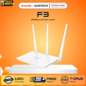 Router WiFi Tenda F3 Chuẩn N300 - 3 Ăng-ten 5dBi Phủ Sóng 200m2, Cài Đặt Dễ Dàng, Bảo Hành 3 Năm