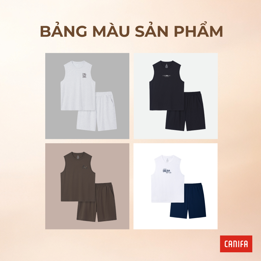 Bộ quần áo nam CANIFA áo sát nách quần đùi chất liệu mềm thoáng mát PS26 8LS26S002