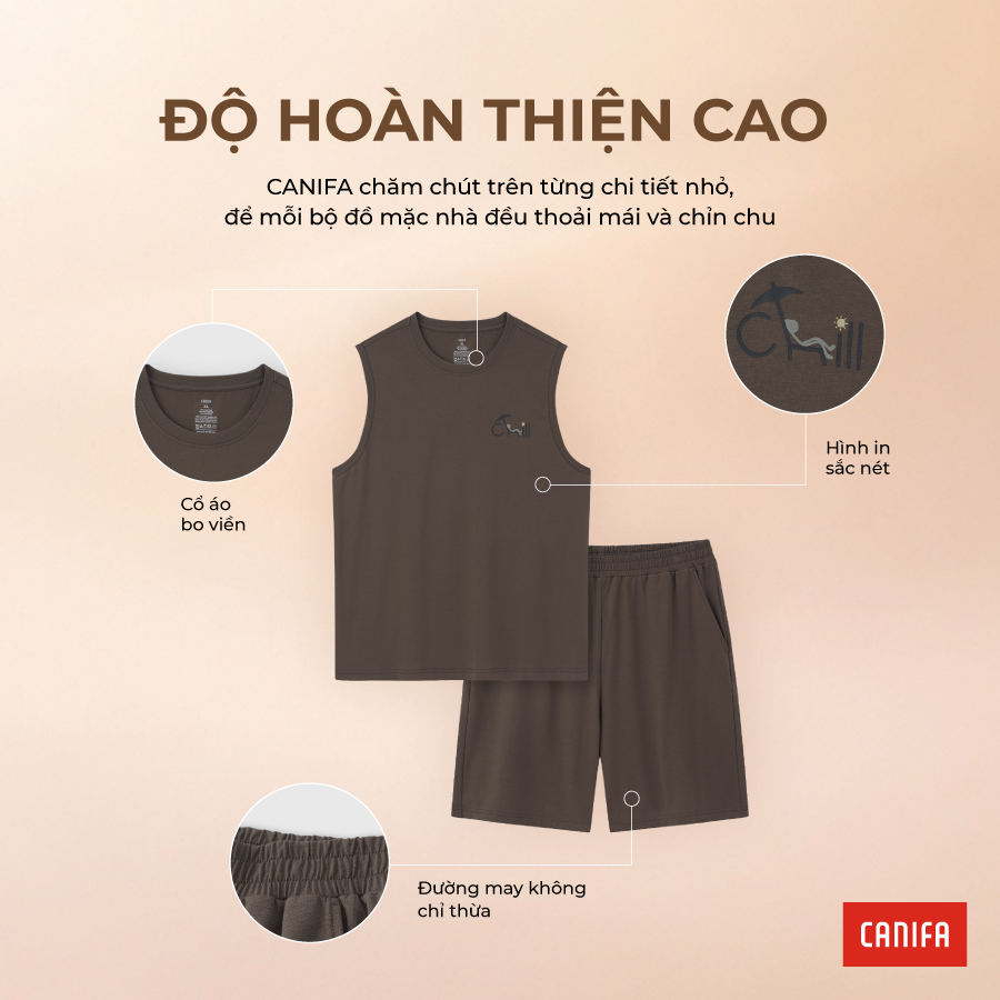 Bộ quần áo nam CANIFA áo sát nách quần đùi chất liệu mềm thoáng mát PS26 8LS26S002