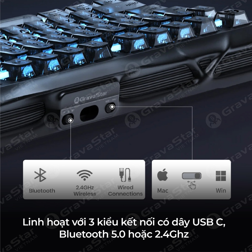 Bàn phím cơ Gaming GRAVASTAR MERCURY K1 SERIES Bảo hành 12 tháng | BigBuy360 - bigbuy360.vn