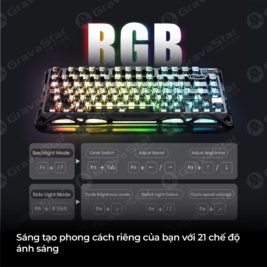 Bàn phím cơ Gaming GRAVASTAR MERCURY K1 SERIES Bảo hành 12 tháng | BigBuy360 - bigbuy360.vn