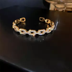 HOLIE Vòng đeo tay mở chuỗi zircon mạ vàng thật siêu sáng bóng VT16
