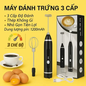 Máy tạo bọt cafe mini 3 tốc độ sử dụng pin đánh trứng mini cầm tay không dây SẠC USB