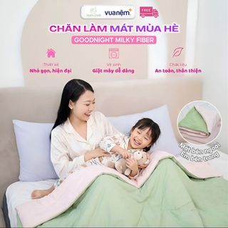 Chăn lạnh cho bé Goodnight Milky Fiber, Chăn hè siêu nhẹ, Chăn điều hòa cao cấp 2 mặt mềm mịn mát