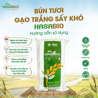 [Date T10] Bún Tươi Gạo Trắng HASABIO 400g Sấy Khô 100% Tự Nhiên Không Mùi Chua Cho Chế Độ Ăn Sạch - Natural Market