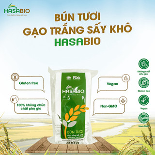 [Date T10] Bún Tươi Gạo Trắng HASABIO 400g Sấy Khô 100% Tự Nhiên Không Mùi Chua Cho Chế Độ Ăn Sạch - Natural Market