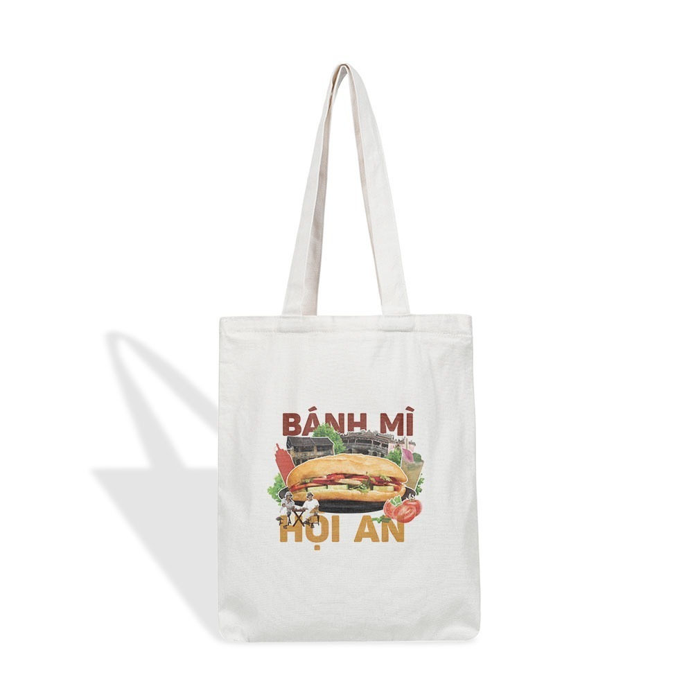 Túi tote vải canvas bộ sưu tập ẨM THỰC MÓN ĂN VIỆT NAM CÓ KHÓA KÉO kích thước 35x40cm túi vải đeo vai tota0305