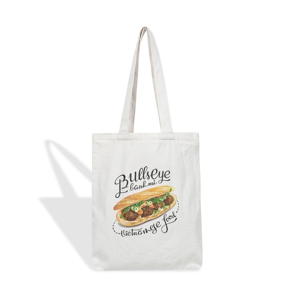 Túi tote vải canvas bộ sưu tập ẨM THỰC MÓN ĂN VIỆT NAM CÓ KHÓA KÉO kích thước 35x40cm túi vải đeo vai tota0305