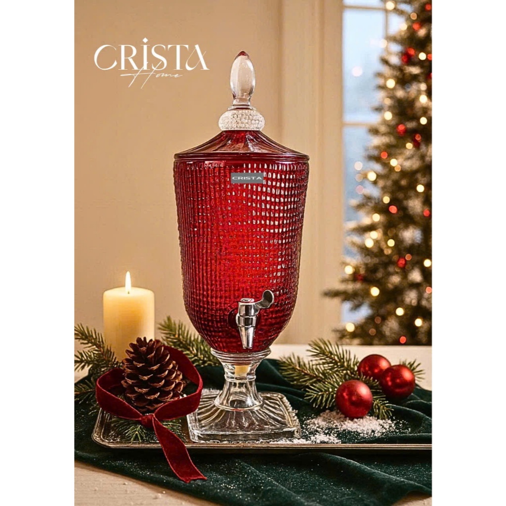 BỘ SƯU TẬP LY, CỐC, BÌNH THUỶ TINH VÂN LƯỚI ĐỎ RUBY CRISTA HOME CAO CẤP