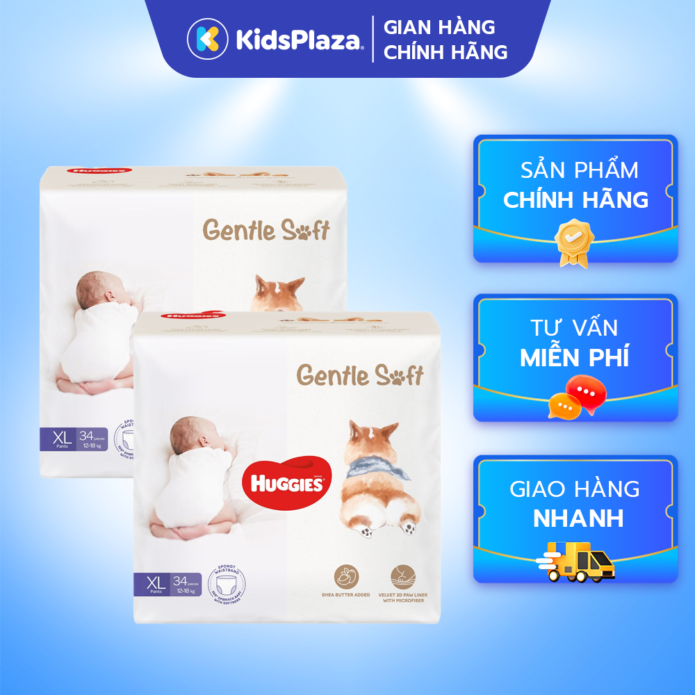 [Thùng M2] Bỉm -Tã quần Huggies Gentle Soft Corgi đủ size (2B), siêu mềm êm, mông khô thoáng- KidsPlaza