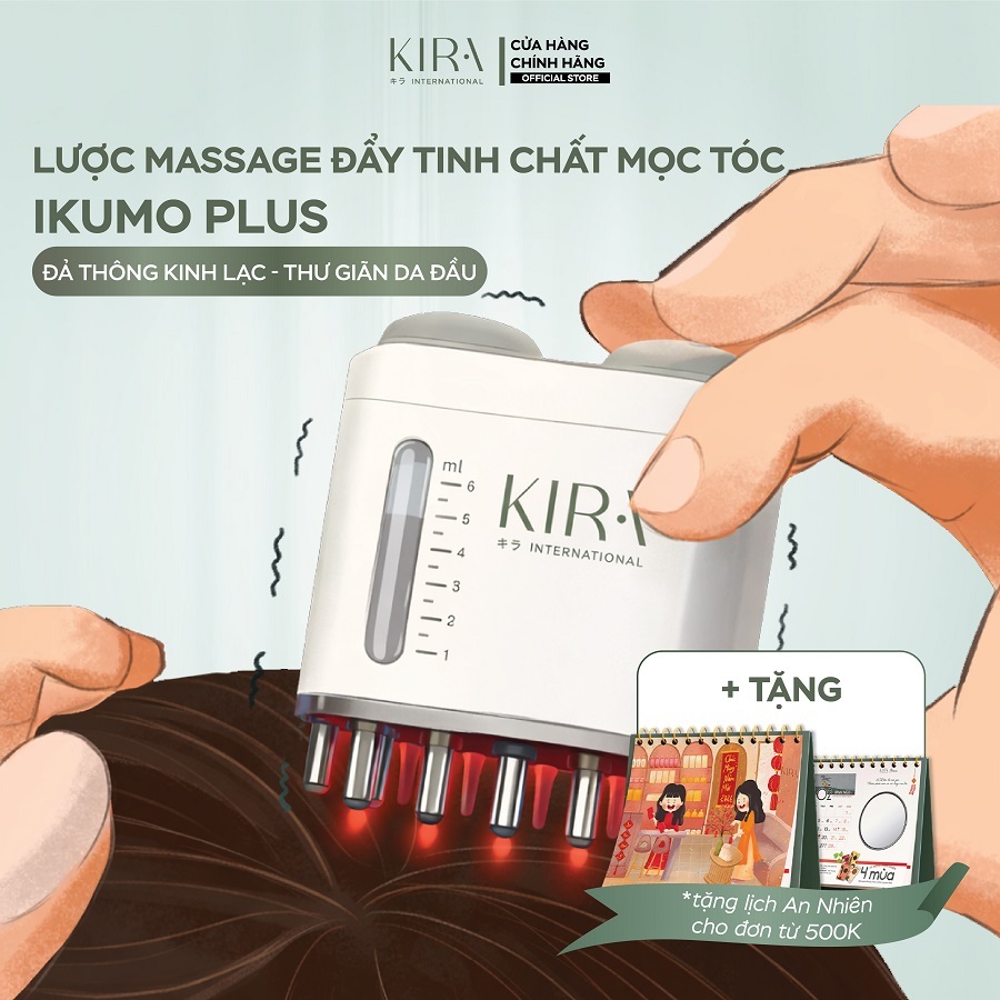 Lược massage kích thích mọc tóc Ikumo Plus – hỗ trợ thẩm thấu tinh chất, khai thông kinh lạc và thư giãn da đầu hiệu quả
