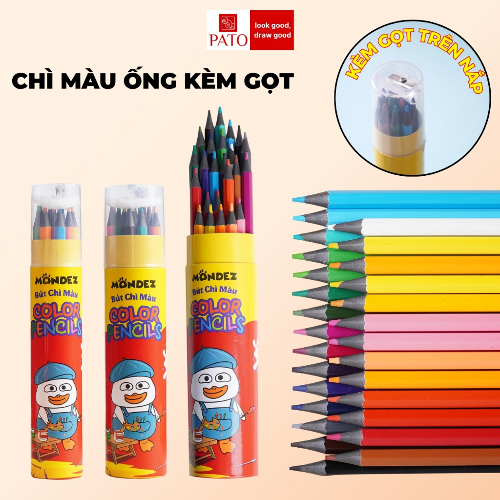 [Kèm Gọt Trên Nắp] Bút Chì Màu Dạng Cốc 12/18/24 Màu Màu Chì Gỗ Đen Cao Cấp Tô Màu Vẽ Tranh Phác Thảo, Màu Tươi Sáng Mịn