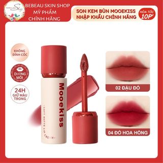Son Kem Bùn Mooekiss Nắp Đỏ Công Nghệ Khóa Màu, Không Dính Cốc Thiết Kế Gọn Nhẹ 3g